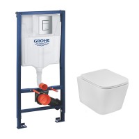 Комплект 4 в 1: Інсталяція GROHE Rapid SL 3 в 1 (38772001)+Підвісний унітаз безободковий Kroner Eifel (WHI483429) TORNADO з сидінням Slim Duroplast / Soft-close / Quick relase