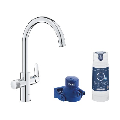Смеситель для кухни Blue Pure StartCurve 30592000+фильтр Blue S-Size 40404001+головка 64508001(CV035615)
