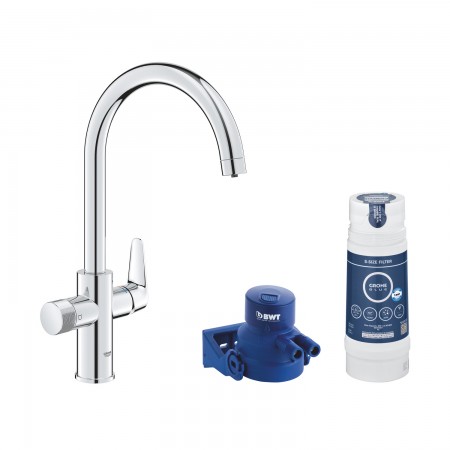 Смеситель для кухни Blue Pure StartCurve 30592000+фильтр Blue S-Size 40404001+головка 64508001(CV035615)