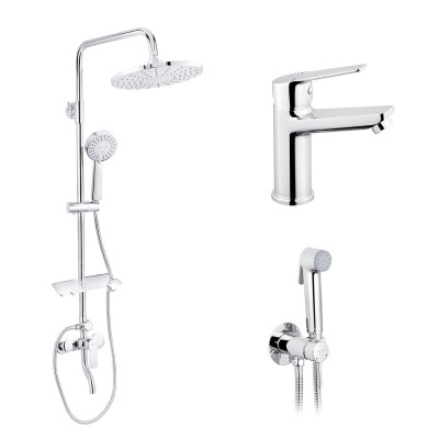Комплект 3 в 1 душевая система Armada-C-064K+смеситель Hagen-C-010+смеситель Bidet-C-082 (CVS30203)