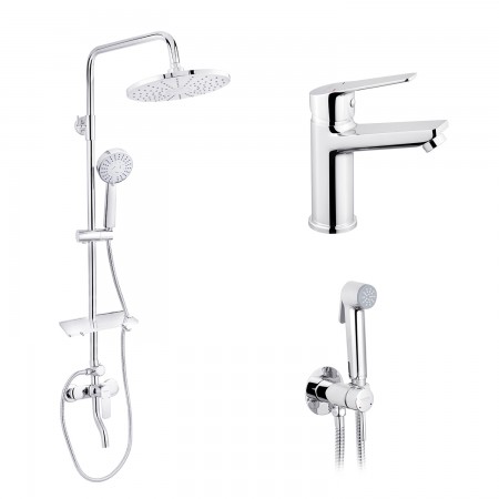 Комплект 3 в 1 душевая система Armada-C-064K+смеситель Hagen-C-010+смеситель Bidet-C-082 (CVS30203)