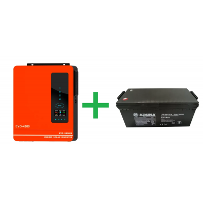 Инвертор Solar Hybrid EVO 4200 Вт, 24В, 100А (Wi-Fi)(104762) + Батарея литиевая LFP 100 - 25,6 (104533) (Набор) Инвертор Solar Hybrid EVO 4200 Вт, 24В, 100А (Wi-Fi)(104762) + Батарея литиевая LFP 100 - 25,6 (104533) (Набор)