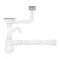 Сифон для кухонной мойки Kroner KRP - KS02-1 3 1/2"х40/50 мм с отводом для стиральной машины, с квадратным переливом