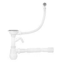 Сифон для кухонной мойки Kroner KRP - KS02R-1 3 1/2"х40/50 мм с отводом для стиральной машины, с круглым переливом