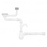 Сифон для кухонной мойки Kroner KRP - KS02S-1 3 1/2"х40/50 мм с отводом для стиральной машины, с квадратным переливом
