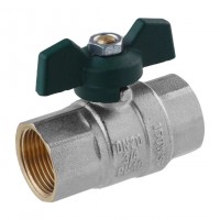 Кран шаровой STA "LB" 3/4" ВВ PN40 зеленая бабочка, никелированный