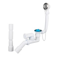 Сифон для ванны регулируемый с выпуском, переливом и гибкой трубой АНИ-пласт Е256