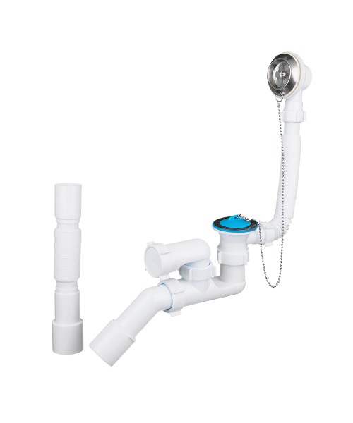 Сифон для ванны регулируемый с выпуском, переливом и гибкой трубой АНИ-пласт Е256