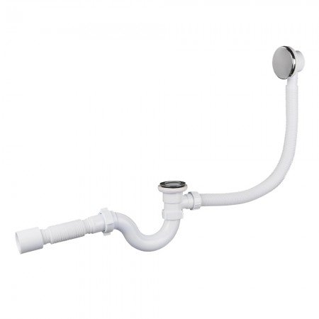 Сифон для ванни прямоточний з випуском, переливом, гнучкою трубою клік-клак АНІ-пласт ЕС155S
