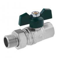 Кран-американка прямой STA "LB" 1/2" ВН PN40 зеленая бабочка, никелированный