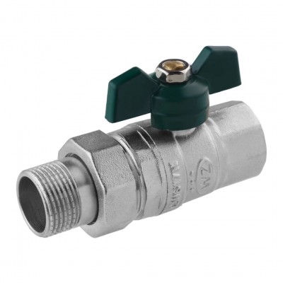Кран-американка прямой STA "LB" 3/4" ВН PN40 зеленая бабочка, никелированный Кран-американка прямой STA "LB" 3/4" ВН PN40 зеленая бабочка, никелированный