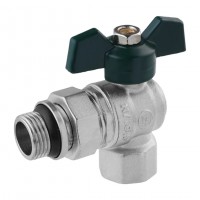 Кран-американка угловой STA "LB" 1/2" ВН PN40 зеленая бабочка, никелированный
