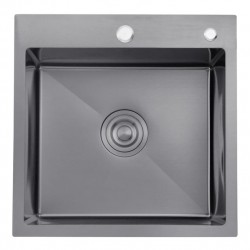 Кухонная мойка Kroner KRP Schwarze - 5050HM PVD (3.0/1.0 мм) (Есть отверстие для дозатора и корзинка)