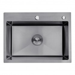 Кухонная мойка Kroner KRP Schwarze - 5843HM PVD (3.0/1.0 мм)(Есть отверстие для дозатора и корзинка)