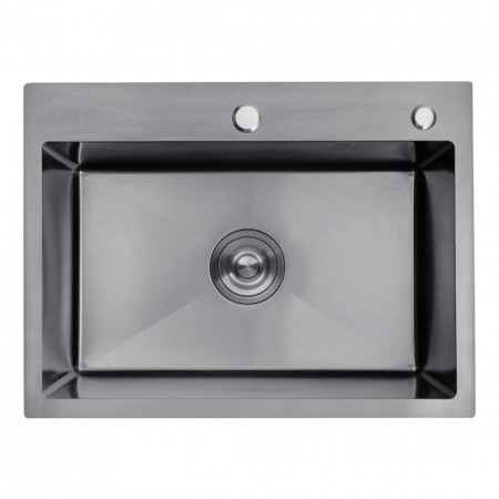 Кухонная мойка Kroner KRP Schwarze - 5843HM PVD (3.0/1.0 мм)(Есть отверстие для дозатора и корзинка)