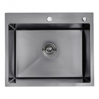 Кухонная мойка Kroner KRP Schwarze - 6050HM PVD (3.0/1.0 мм)(Есть отверстие для дозатора и корзинка)