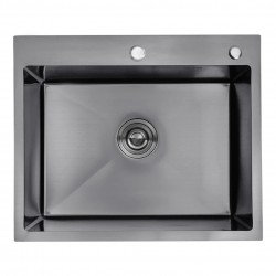 Кухонная мойка Kroner KRP Schwarze - 6050HM PVD (3.0/1.0 мм)(Есть отверстие для дозатора и корзинка)