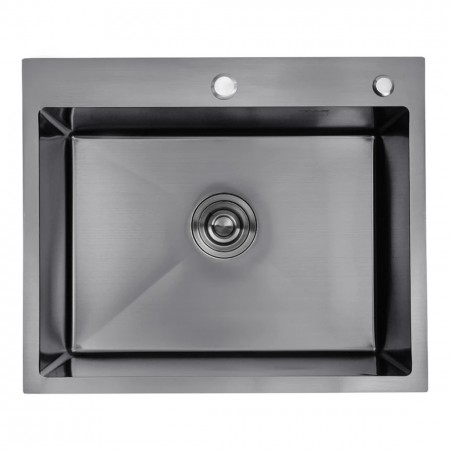 Кухонная мойка Kroner KRP Schwarze - 6050HM PVD (3.0/1.0 мм)(Есть отверстие для дозатора и корзинка)