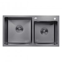 Кухонная мойка Kroner KRP Schwarze - 7843ZHM PVD (3.0/1.0 мм)(Есть отверстие для дозатора и корзинка)