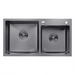 Кухонная мойка Kroner KRP Schwarze - 7843ZHM PVD (3.0/1.0 мм)(Есть отверстие для дозатора и корзинка)