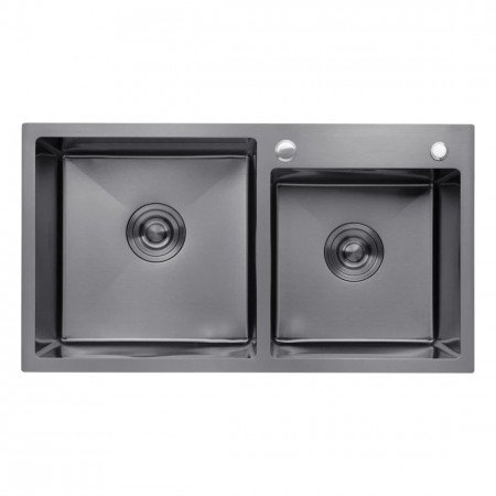 Кухонная мойка Kroner KRP Schwarze - 7843ZHM PVD (3.0/1.0 мм)(Есть отверстие для дозатора и корзинка)