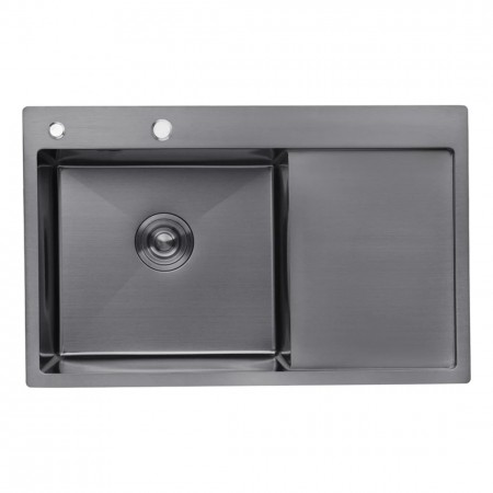 Кухонная мойка Kroner KRP Schwarze - 7849LHM PVD (3.0/1.0 мм)(Есть отверстие для дозатора и корзинка)