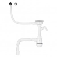 Сифон для кухонной мойки Kroner KRP KS02R-1BLK 3 1/2"х40/50 мм с отводом для стиральной машины, с круглым переливом