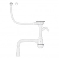 Сифон для кухонной мойки Kroner KRP KS02R-1WHI 3 1/2"х40/50 мм с отводом для стиральной машины, с круглым переливом