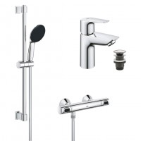 Набор смесителей Grohe Quickfix термостат для душа с душевым гарнитуром Precision Flow THM и смеситель для раковины StartEdge S-Size UA202503TE