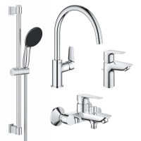 Комплект смесителей для ванной комнаты и кухни Grohe QuickFix Start Edge UA202501SK