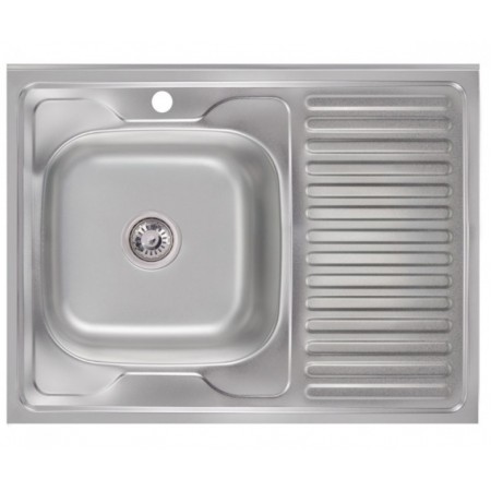 Кухонна мийка Lidz 6080-L Satin 0,6 мм (LIDZ6080L06SAT)
