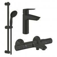 Набор смесителей 3 в 1 для ванной комнаты Grohe QuickFix Start Black UA303304TM