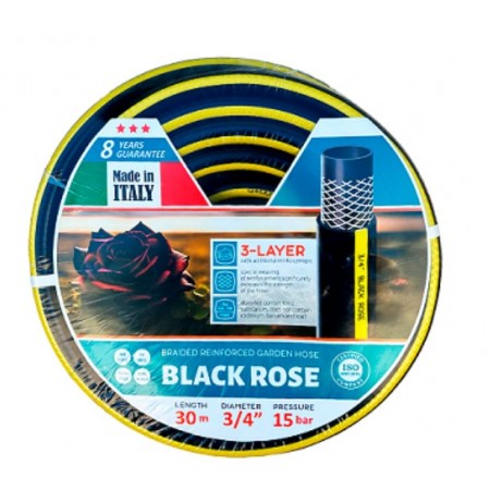 Поливальний шланг 3/4 дюйма 30 метрів BLACK ROSE 3-шаровий HOSE ITALY UKR-213